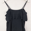 Second-Hand - Ralph Lauren Strappy Frilled Navy Textured Top Size XL - SwapUp