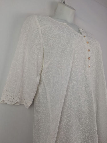 Second-Hand - Blue Illusion Summer Throw Over Broderie Mini Dress Size XL - SwapUp