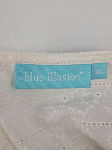 Second-Hand - Blue Illusion Summer Throw Over Broderie Mini Dress Size XL - SwapUp