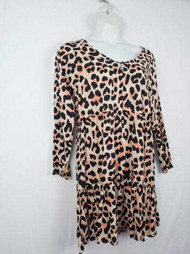Second-Hand - Cartel & Willow Cheetah Print Flirty Day Shift Dress Size XL - SwapUp