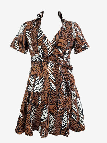 Karen Millen Fern Pattern Deep Neck Dress Size 12