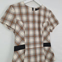 Second-Hand - Cue Pointed Hem Brown Check Top Size 10 - SwapUp