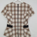 Second-Hand - Cue Pointed Hem Brown Check Top Size 10 - SwapUp