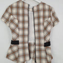 Second-Hand - Cue Pointed Hem Brown Check Top Size 10 - SwapUp