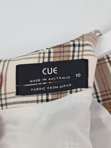 Second-Hand - Cue Pointed Hem Brown Check Top Size 10 - SwapUp