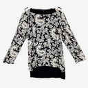 Second-Hand - French Connection Black & White Cold Shoulder Top Size 10 - SwapUp
