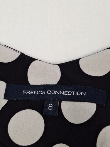 Second-Hand - French Connection Monochrome Polka Dot Breezy Slip Top Size 8 - SwapUp