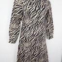 Second-Hand - Serafina Cream Zebra Zip Midi Dress Size M - SwapUp