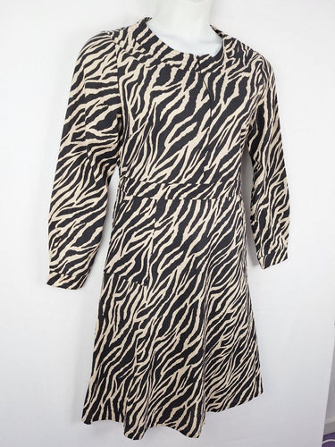 Second-Hand - Serafina Cream Zebra Zip Midi Dress Size M - SwapUp