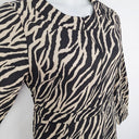Second-Hand - Serafina Cream Zebra Zip Midi Dress Size M - SwapUp