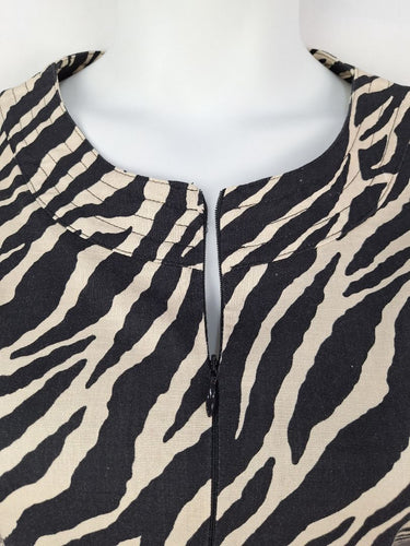 Second-Hand - Serafina Cream Zebra Zip Midi Dress Size M - SwapUp