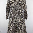 Second-Hand - Serafina Cream Zebra Zip Midi Dress Size M - SwapUp