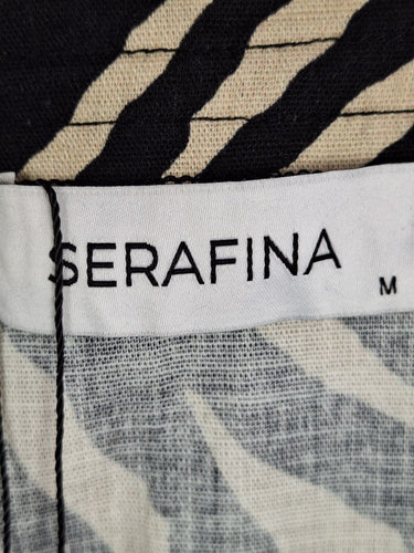 Second-Hand - Serafina Cream Zebra Zip Midi Dress Size M - SwapUp