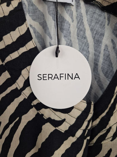 Second-Hand - Serafina Cream Zebra Zip Midi Dress Size M - SwapUp