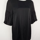 Second-Hand - Mesop Pleated Puff Sleeve Black Mini Dress Size 14 - SwapUp