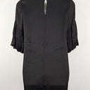 Second-Hand - Mesop Pleated Puff Sleeve Black Mini Dress Size 14 - SwapUp