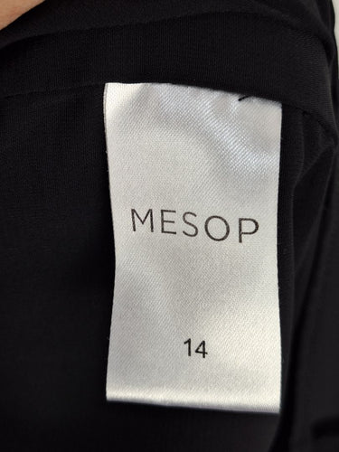 Second-Hand - Mesop Pleated Puff Sleeve Black Mini Dress Size 14 - SwapUp