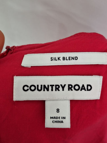 Second-Hand - Country Road Raspberry Silk Blend Mini Dress Size 8 - SwapUp