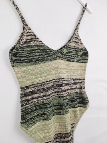 Second-Hand - All That Remains Green Knit High Hip Bodysuit Size 8 - SwapUp