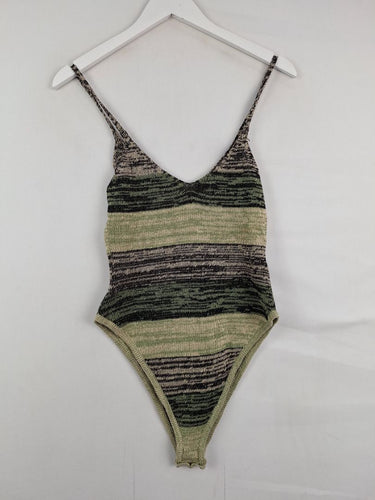 Second-Hand - All That Remains Green Knit High Hip Bodysuit Size 8 - SwapUp