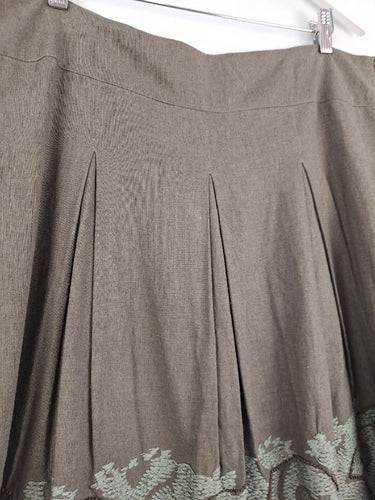 Second-Hand - Liz Jordan Embroidered Linen Blend Midi Skirt Size XL - SwapUp