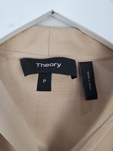 Second-Hand - Theory Silk Beige Tie Blouse Size XS - SwapUp