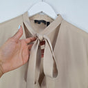Second-Hand - Theory Silk Beige Tie Blouse Size XS - SwapUp
