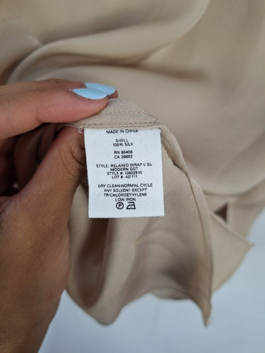 Second-Hand - Theory Silk Beige Tie Blouse Size XS - SwapUp
