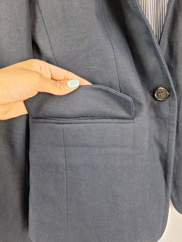 Second-Hand - J.Crew Navy Classic Linen Blazer Size 6 - SwapUp