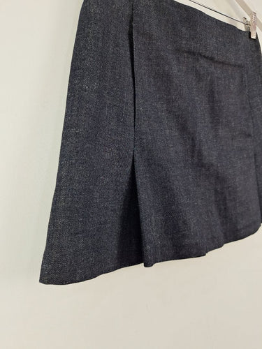 Second-Hand - Victoria Beckham Dark Denim Pleat Mini Skirt Size 10 - SwapUp
