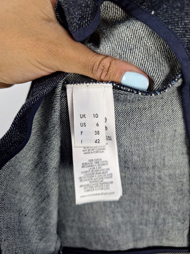 Second-Hand - Victoria Beckham Dark Denim Pleat Mini Skirt Size 10 - SwapUp