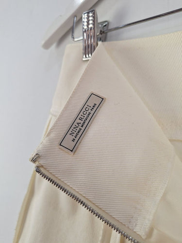Second-Hand - Nina Ricci Cream Panelled Mini Skirt Size 10 - SwapUp