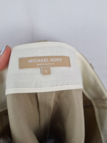 Second-Hand - Michael Kors Latte Sophisticated Pleat Shorts Size 6 - SwapUp