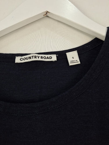 Second-Hand - Country Road Navy Linen Sleeveless Top Size S - SwapUp