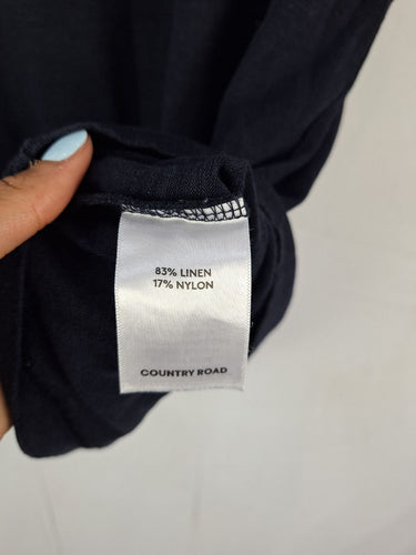 Second-Hand - Country Road Navy Linen Sleeveless Top Size S - SwapUp