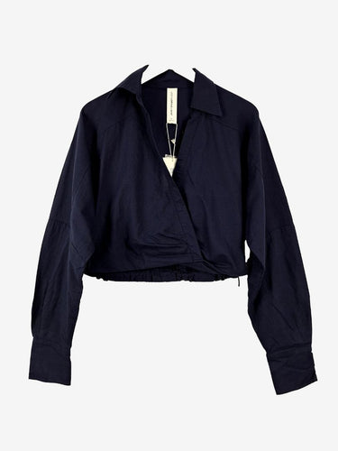 Lorna Jane Wrap It Up French Navy Linen Top Size L
