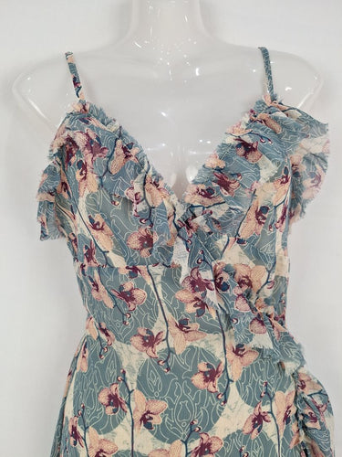 Second-Hand - Review Soft Frilled Floral Midi Dress Size 6 - SwapUp