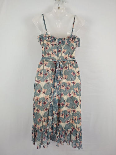 Second-Hand - Review Soft Frilled Floral Midi Dress Size 6 - SwapUp