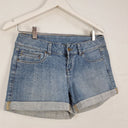 Second-Hand - Witchery Cuffed Washed Denim Shorts Size 8 - SwapUp