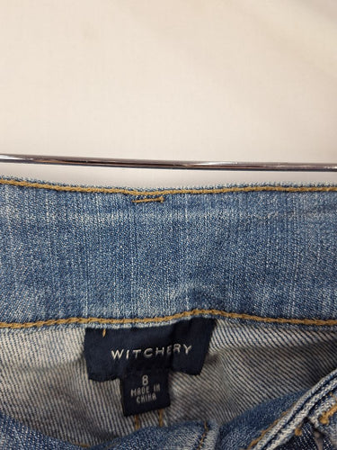 Second-Hand - Witchery Cuffed Washed Denim Shorts Size 8 - SwapUp
