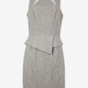 Second-Hand - Cue Grey Panelled Fitted Work Midi Dress Size 6 - SwapUp