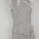 Second-Hand - Cue Grey Panelled Fitted Work Midi Dress Size 6 - SwapUp