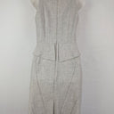 Second-Hand - Cue Grey Panelled Fitted Work Midi Dress Size 6 - SwapUp