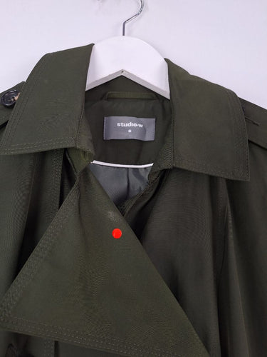 Second-Hand - studio.w Forest Green Single Breasted Trench Coat Size 6 - SwapUp