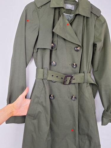 Second-Hand - studio.w Forest Green Single Breasted Trench Coat Size 6 - SwapUp