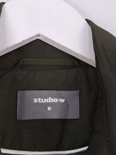 Second-Hand - studio.w Forest Green Single Breasted Trench Coat Size 6 - SwapUp