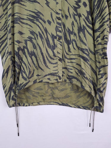 Second-Hand - Bimba Y Lola Army Green Butterfly Wing Longline Shirt Size M - SwapUp