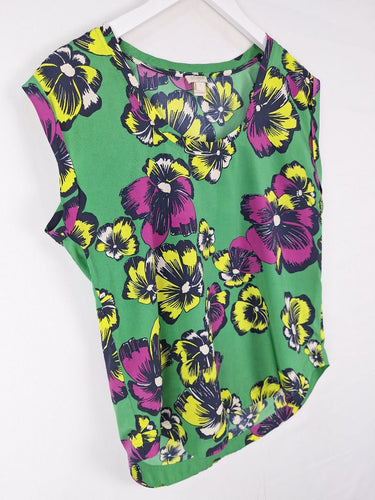 Second-Hand - J.Crew Forest Green Floral Summer Top Size 6 - SwapUp