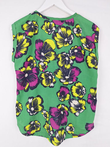 Second-Hand - J.Crew Forest Green Floral Summer Top Size 6 - SwapUp
