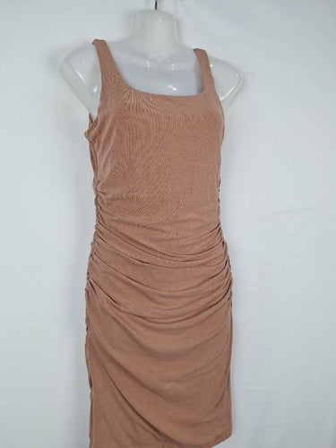 Second-Hand - Fresh Soul Flesh Ruched Flattering Mini Dress Size 10 - SwapUp
